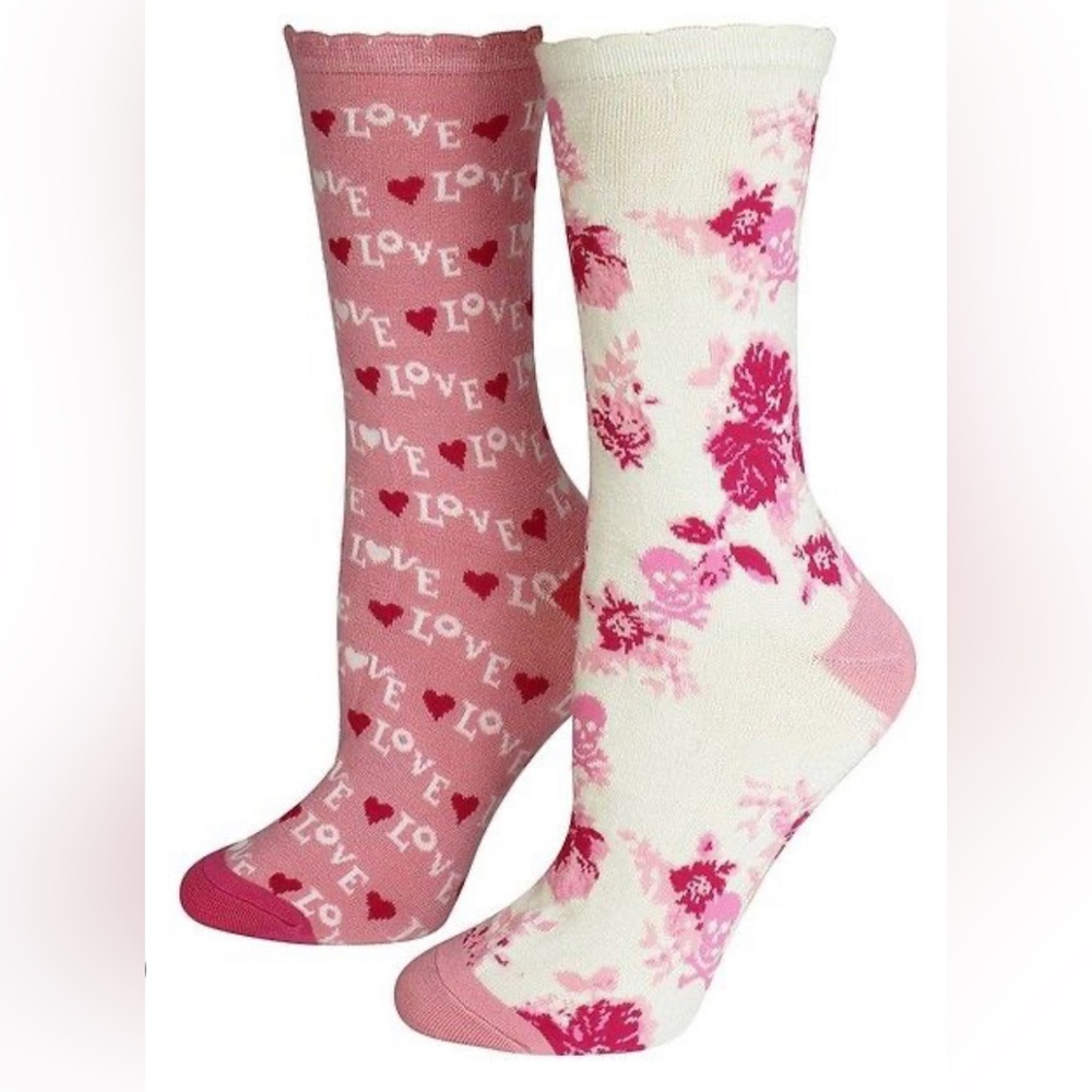 Betsey Johnson Two Pair Love Socks With Gift Box.